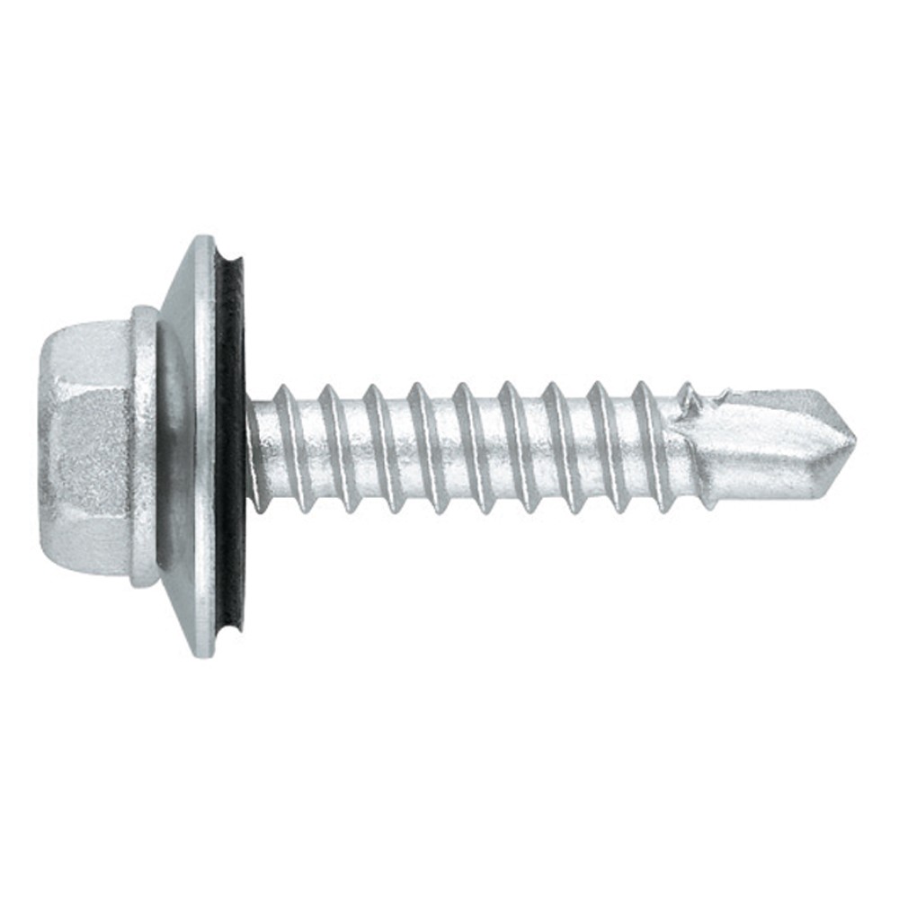 ABE BIMETAL + ARVUL A2 [CP] Tornillo autotaladrante inoxidable bimetal con cabeza hexagonal. Tornillo con arandela vulcanizada EPDM-inoxidable A2
